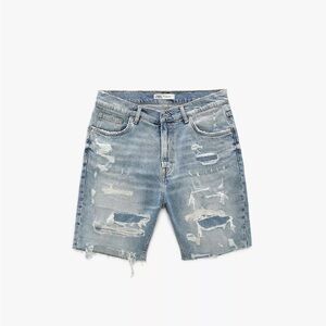 NWOT Zara Blue Jean Shorts Distressed Vintage Style